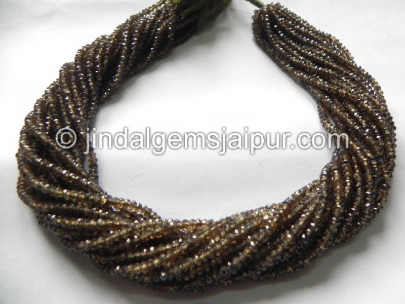 Brown Zircon Faceted Roundelle Shape Beads